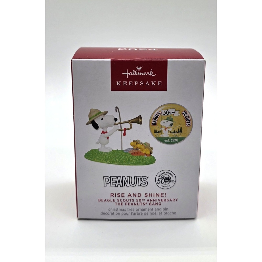 2024 Hallmark Peanuts Rise And Shine Snoopy 50th Anniv Ornament & Pin New